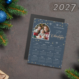 Modern marinblå snöflinga foto 2027 kalender