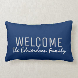 Modern marinblå välkommen lumbarkudde