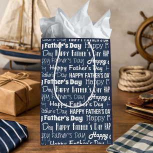 Modern marinblå vit typografi Fars dag