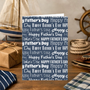 Modern marinblå vit typografi Fars dag Kort