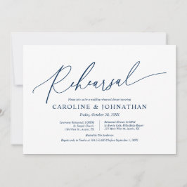 Modern marinblått, Bröllop Rehearsal och Middag Inbjudningar