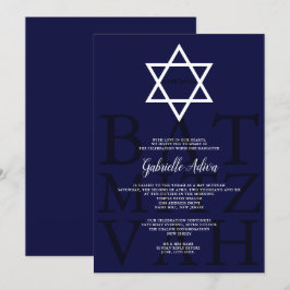 Modern marinstjärna, enkel hebreisk namn Bat mitzv Inbjudningar