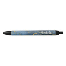 Modern marintblått Guld-agate Geode Pen
