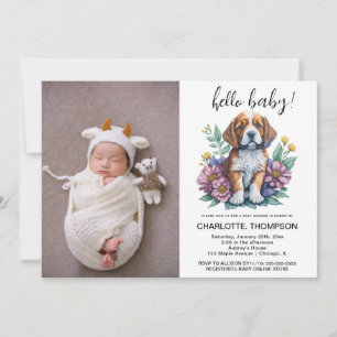 Modern mariy Hund Terracotta Baby Shower Inbjudningar