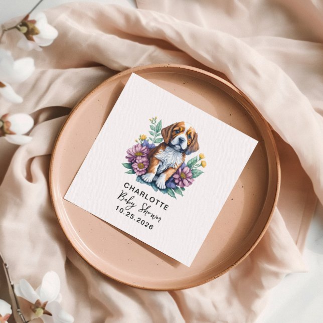 Modern mariy Hund Terracotta Baby Shower Pappersservett (Skapare uppladdad)