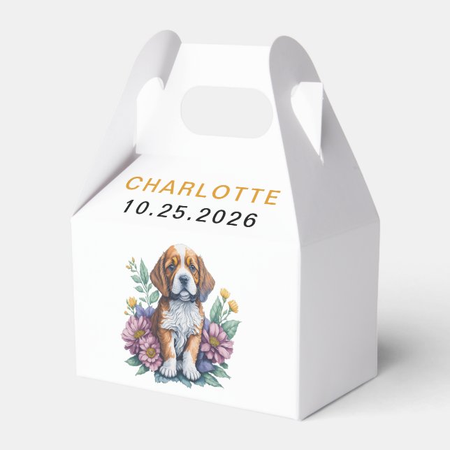 Modern mariy Hund Terracotta Baby Shower Presentaskar (Framsidan Sidan)