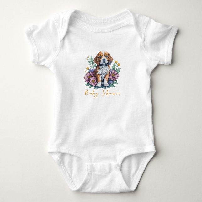 Modern mariy Hund Terracotta Baby Shower T Shirt (Framsida)