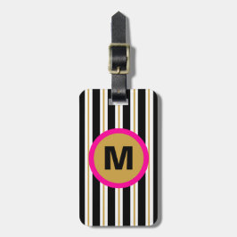 Modern märkre för randMonogrambagage - svart/guld Bagagebricka