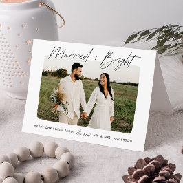 Modern marktad och Bright Black Script Photo Helgkort