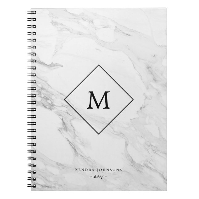 Modern marmor för Monogram Anteckningsbok Med Spiral (Framsidan)