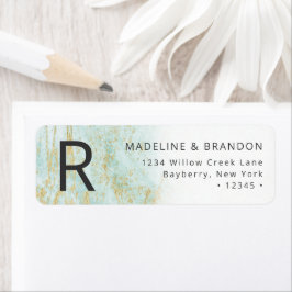 Modern marmor i Oceanen med Guld Returadress Etikett