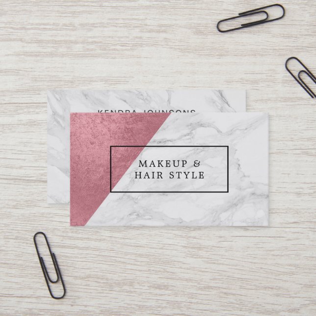 Modern marmor med rosa guld för Faux Visitkort (Fram/Back In Situ)