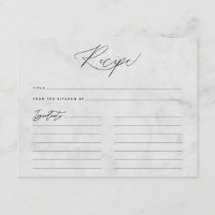 Modern marmor minimalistisk skript receptkort tilläggskort