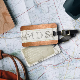 Modern marmor monogram stribad bagagetikett bagagebricka