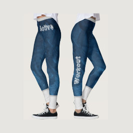 Modern marmor Mönster l Marinblå l Träning Leggings