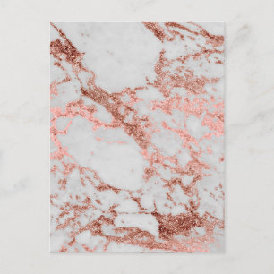 Modern marmor rosa guld glitter vykort