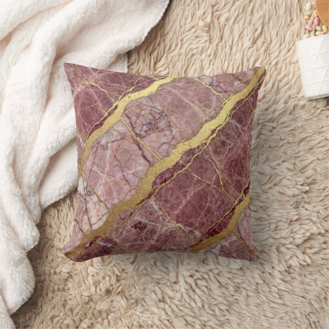 Modern marmor rosa + guld lyx  kudde (Filt)