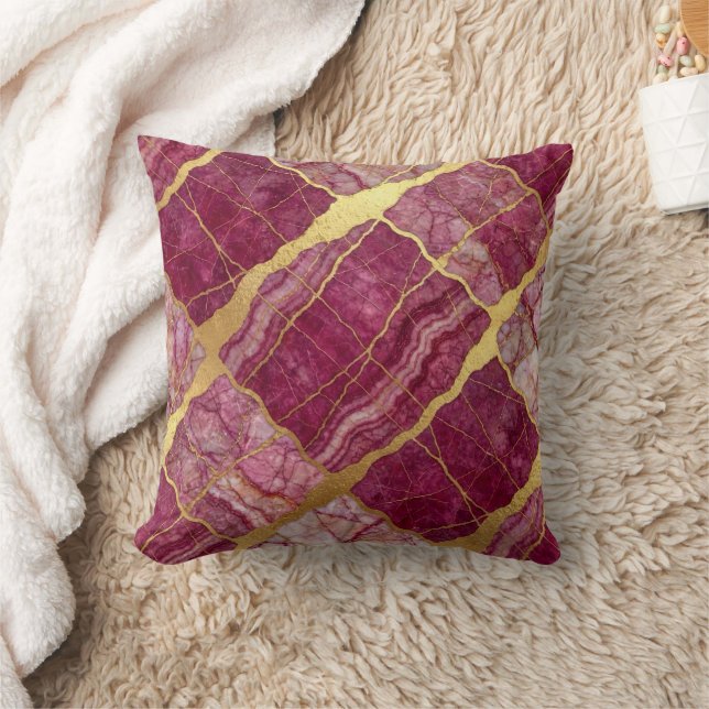 Modern marmor rosa + guld lyx  kudde (Filt)