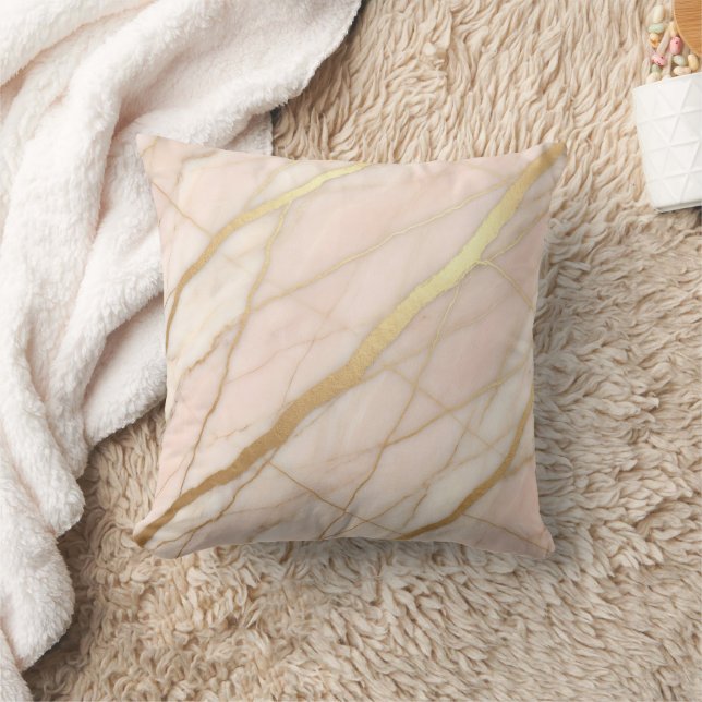 Modern marmor rosa + guld lyx  kudde (Filt)