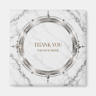 Modern marmor silver fyrkantig presentbox etiket magnet