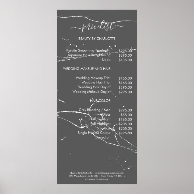 Modern Marmor Stil-pricelist Poster (Framsidan)