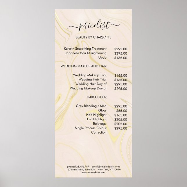 Modern Marmor Stil-pricelist Poster (Framsidan)