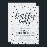 Modern marmor Vuxen 30års födelsedag Party Inbjudningar<br><div class="desc">Gratulera till din speciella dag med den här snyggten moderna födelsedagsfest inbjudan-mallen. Den här designen har en svart chic-konfiguration med en marmorbakgrund.</div>