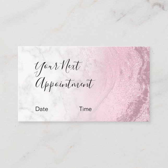 Modern marmorkonstnär i rosa ros-guld glitter tidsbeställning kort (Framsida)