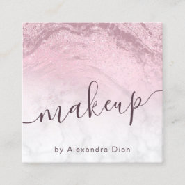 Modern marmorkonstnär rosa ros guld glitter fyrkantigt visitkort