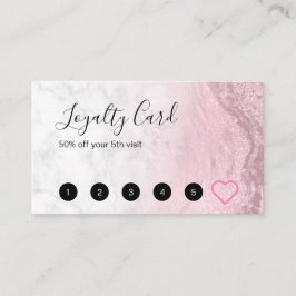 Modern marmorkonstnär rosa ros guld glitter lojalitetskort