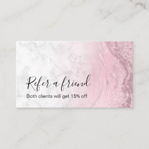 Modern marmorkonstnär rosa ros guld glitter rabattkort