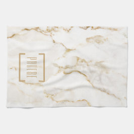 Modern marmorstruktur med guldeffekt kökshandduk