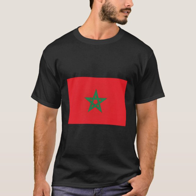 Modern Marockansk Flagga T Shirt (Framsida)