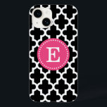 Modern marockansk Monogram, svart och Rosa<br><div class="desc">Chic Girly Preppy Modern Moroccan Quatrefoliil Lattice Design med Anpassningsbar Personlig Monogram Namn eller Initial</div>