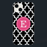 Modern marockansk Monogram, svart och Rosa<br><div class="desc">Chic Girly Preppy Modern Moroccan Quatrefoliil Lattice Design med Anpassningsbar Personlig Monogram Namn eller Initial</div>