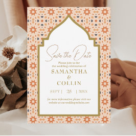 Modern marockansk tile Terracotta Spara datum Inbjudningar