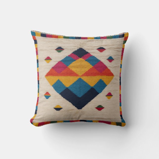 Modern marockansk vit Kilim Pillows: Minimalist Mo Kudde (Framsida)