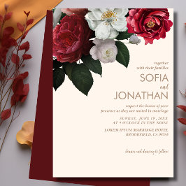 Modern Maron Rustic Blommigt Fall Wedding Inbjudningar