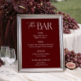 Modern Maroon Bröllopsbar Poster