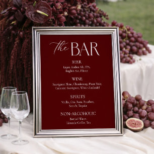 Modern Maroon Bröllopsbar Poster