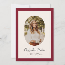 Modern Maroon Oval High School Photo Graduate Meddelande