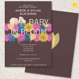 Modern Maroon Riso Print Blommig Bebis Shower Inbjudningar