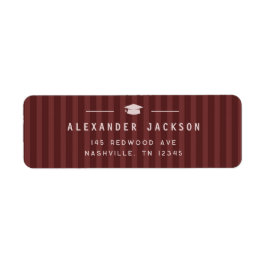 Modern Maroon Stripes Graduation Return Address Returadress Etikett