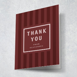 Modern Maroon Stripes Graduation Thank You Tack Kort