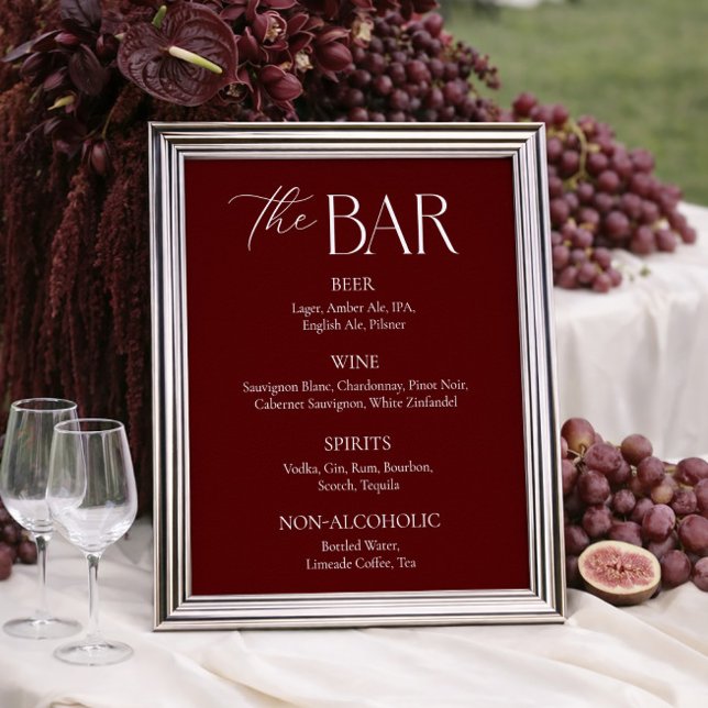 Modern Maroon Wedding Bar  Poster (Skapare uppladdad)