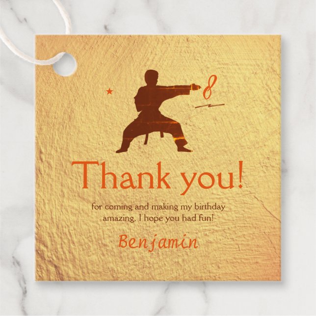 Modern martialkonst Karate Barns födelsedag Tack Gåvor Etiketter (Framsida)