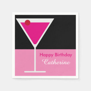 Modern Martini Cocktail Rosa Black Anpassningsbar Pappersservett