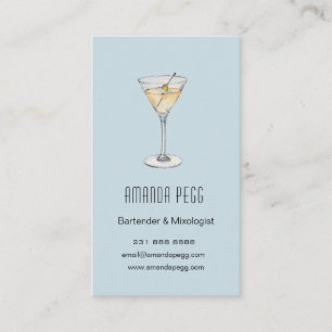 Modern Martini-illustration Bartender Mixologist Visitkort