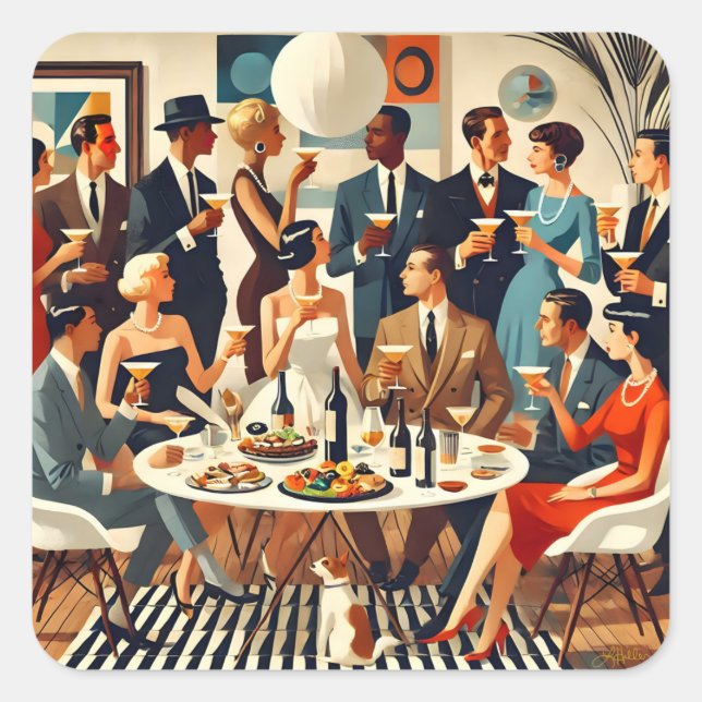 Modern Martini Intellectuals Fyrkantigt Klistermärke (Framsida)
