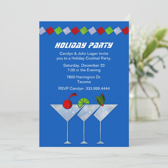 Modern Martinis Helgdag Cocktail Party-inbjudan Inbjudningar (Stående Fram)